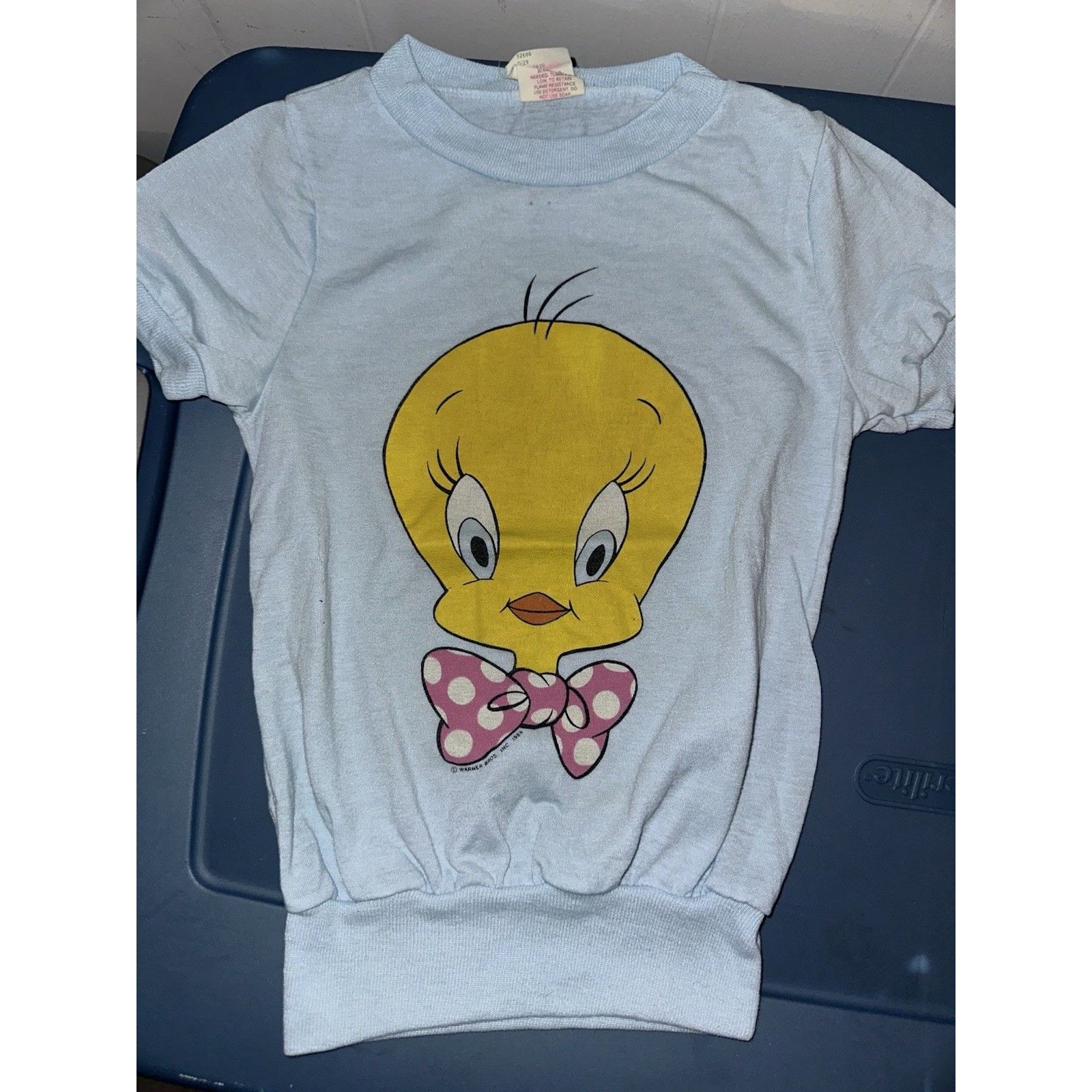 Vtg Sears X Warner Bros Baby Blue Baby’s One Piece Tweety Bird 1986 Euc Rare — image 2 of 6